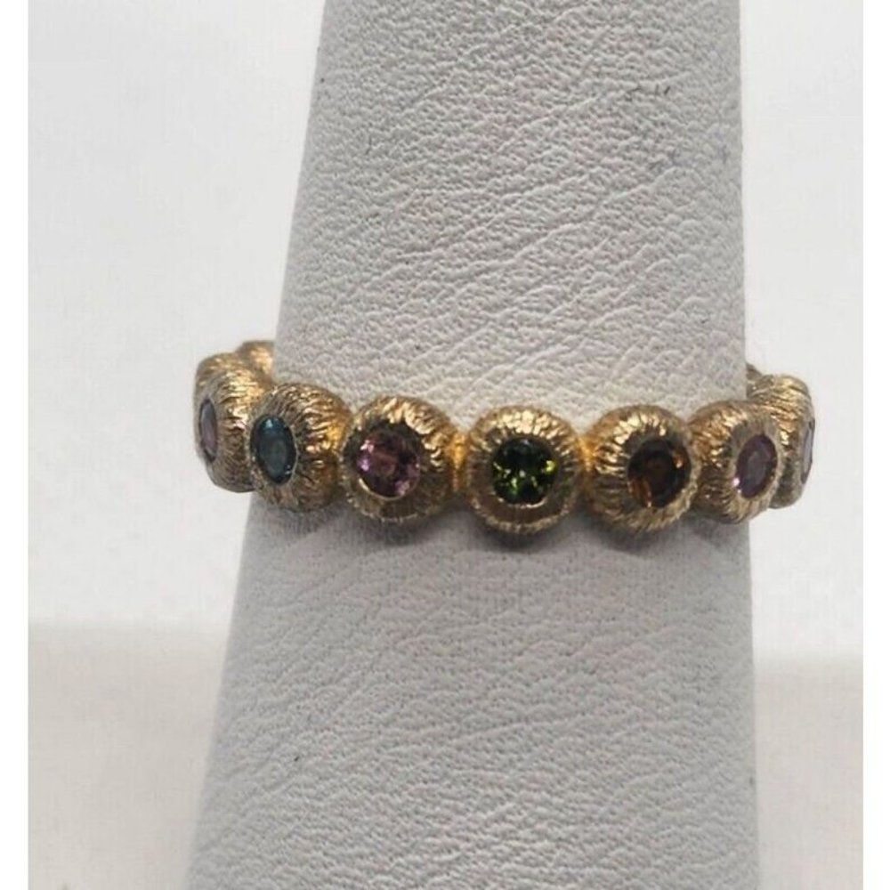 925 STERLING SILVER MULTICOLOR CZ  RING SIZE 8
